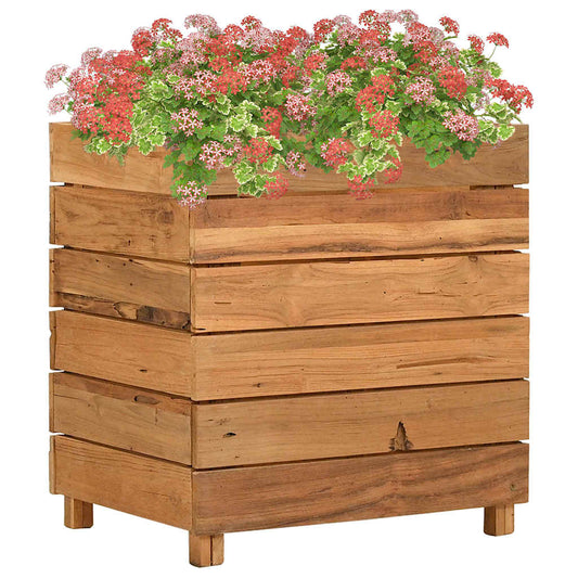 Raised Bed Recycled Teak Wood and Steel 50 cm 55 cm