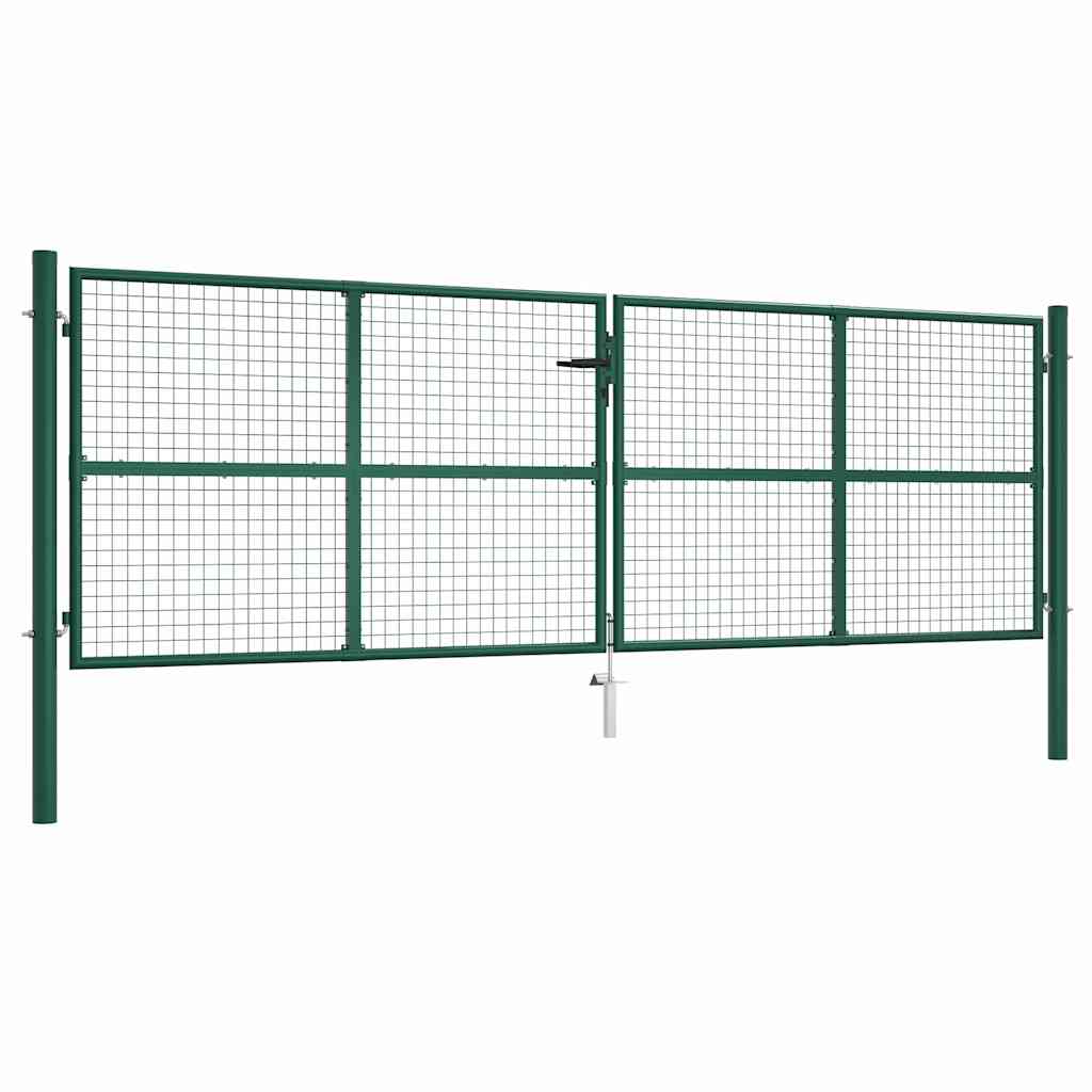 vidaXL Mesh Garden Gate Steel 400x75 cm Green