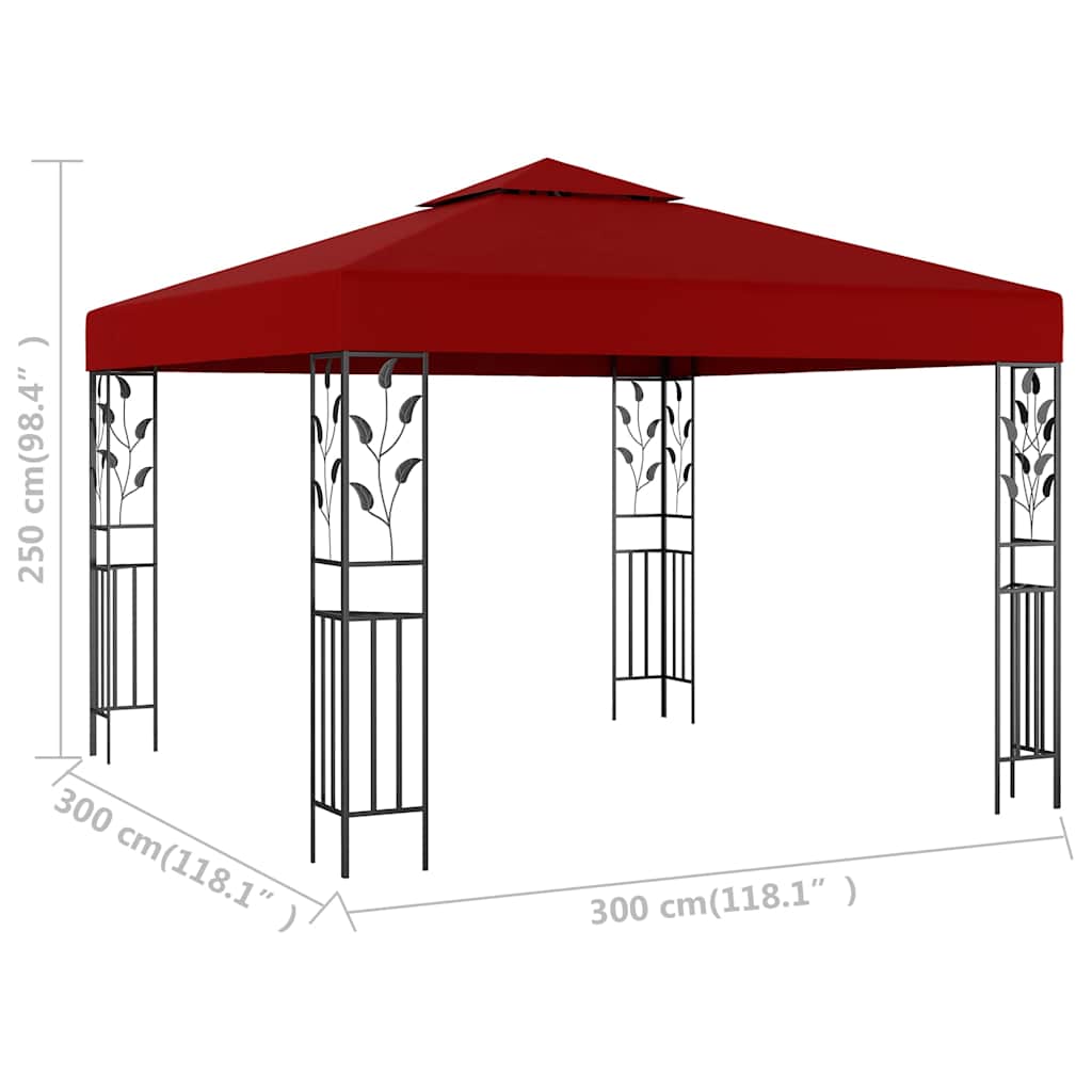 vidaXL Outdoor Awning | Wine Red | Steel | 3x3 m | Decorative Inlays 5