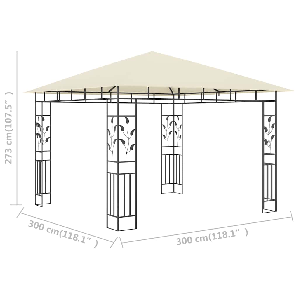 vidaXL Gazebo with Mosquito Net 3x3x2.73 m Cream 180 g/m² 6