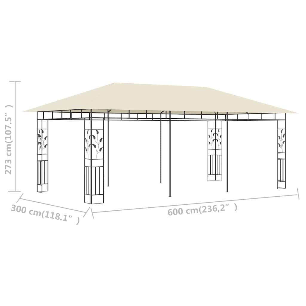 vidaXL Gazebo with Mosquito Net 6x3x2.73 m Cream 6