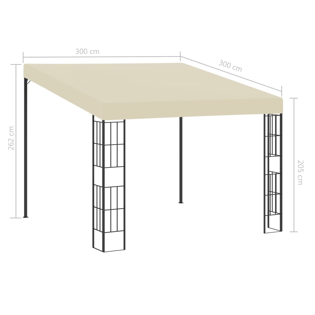 vidaXL Wall-mounted Gazebo 3x3 m Cream Fabric 6
