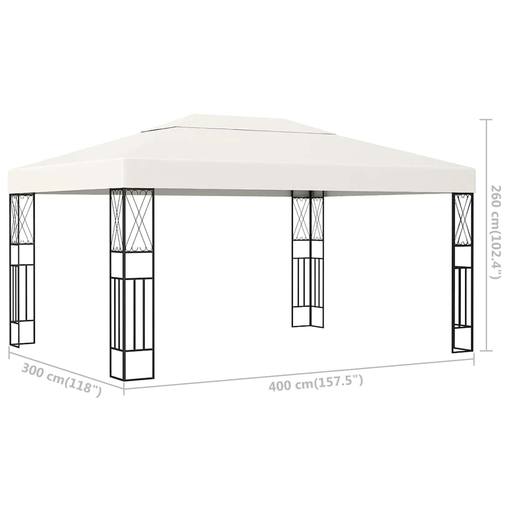 vidaXL Gazebo 3x4 m Cream Fabric 6