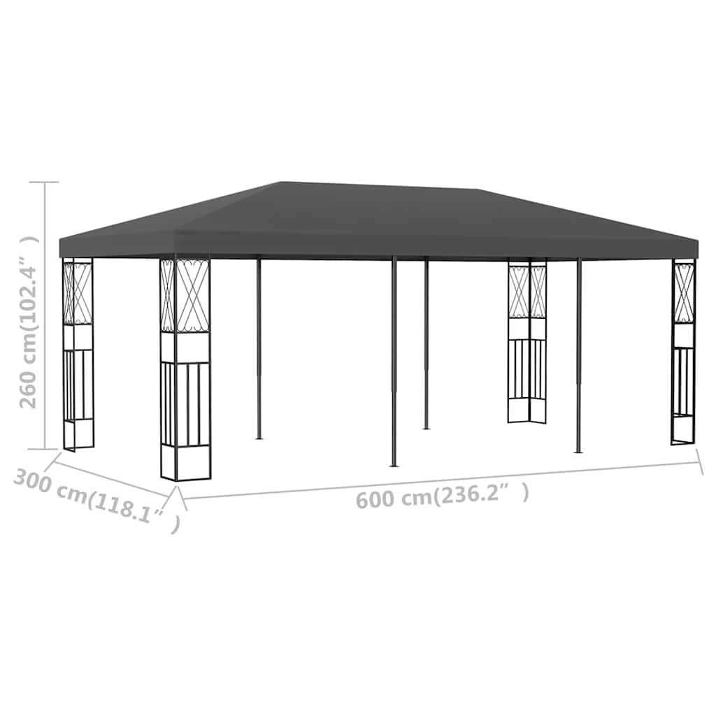 vidaXL Gazebo 3x6 m Anthracite Fabric 6