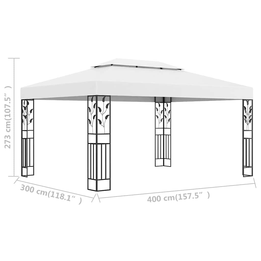 vidaXL Gazebo with Double Roof 3x4 m White 6