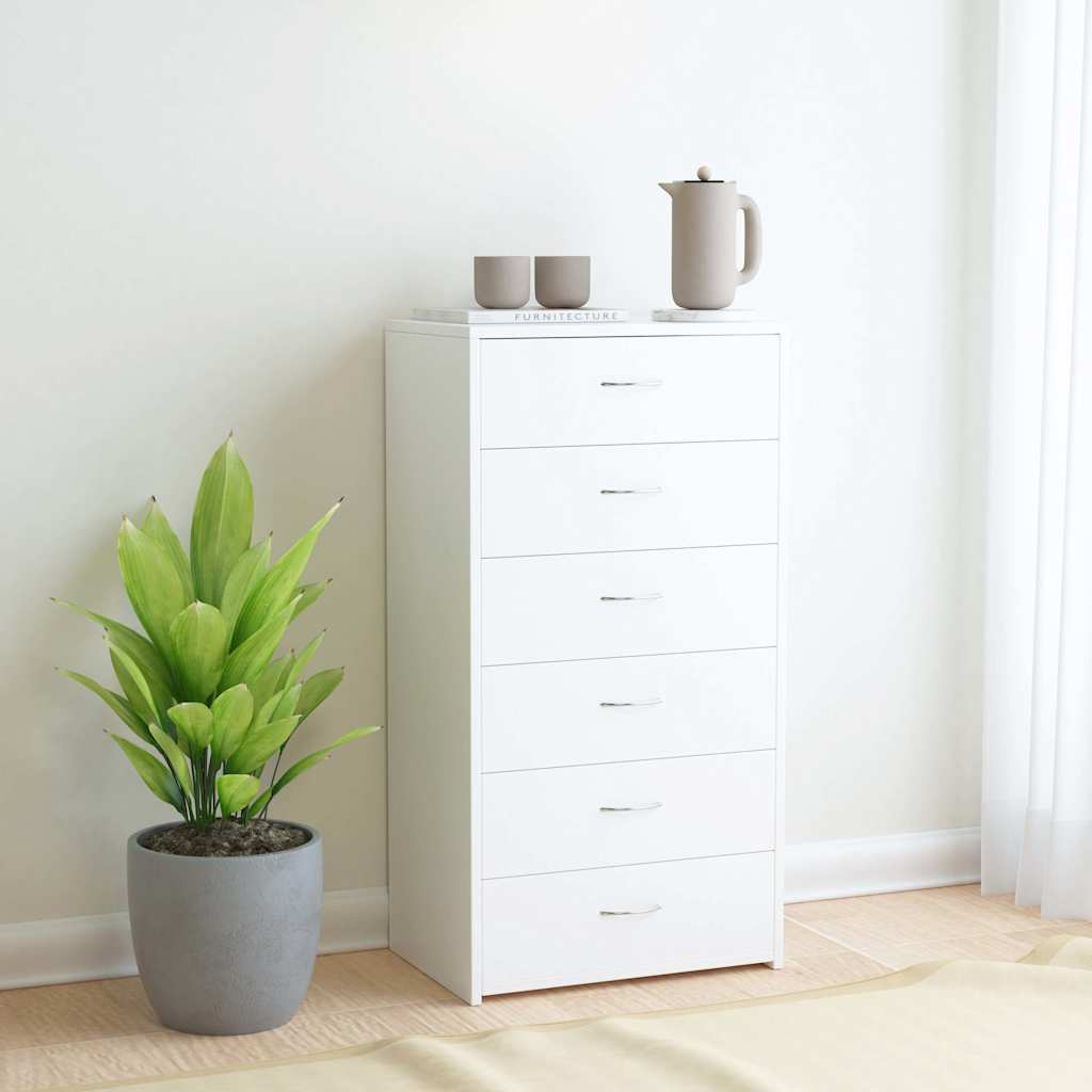 Sideboard with 6 Drawers 50x34x96 cm Engineered Wood White