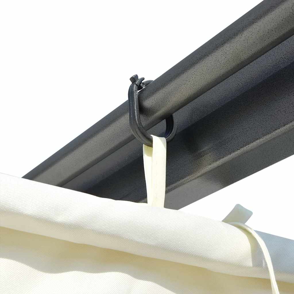 vidaXL Pergola with Retractable Roof Cream White 3x3 m Steel 6
