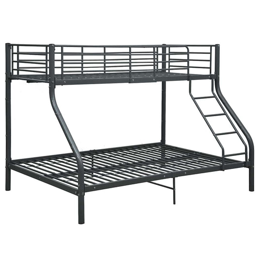 vidaXL Bunk Bed Frame without Mattress Black Metal 140x200 cm/90x200 cm 2