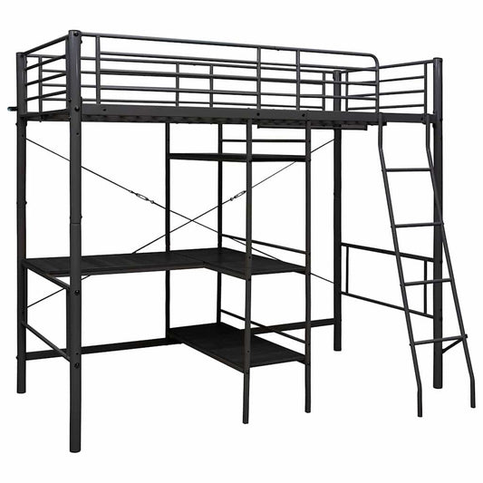 Bunk Bed with Table without Mattress Metal 90x200 cm Black