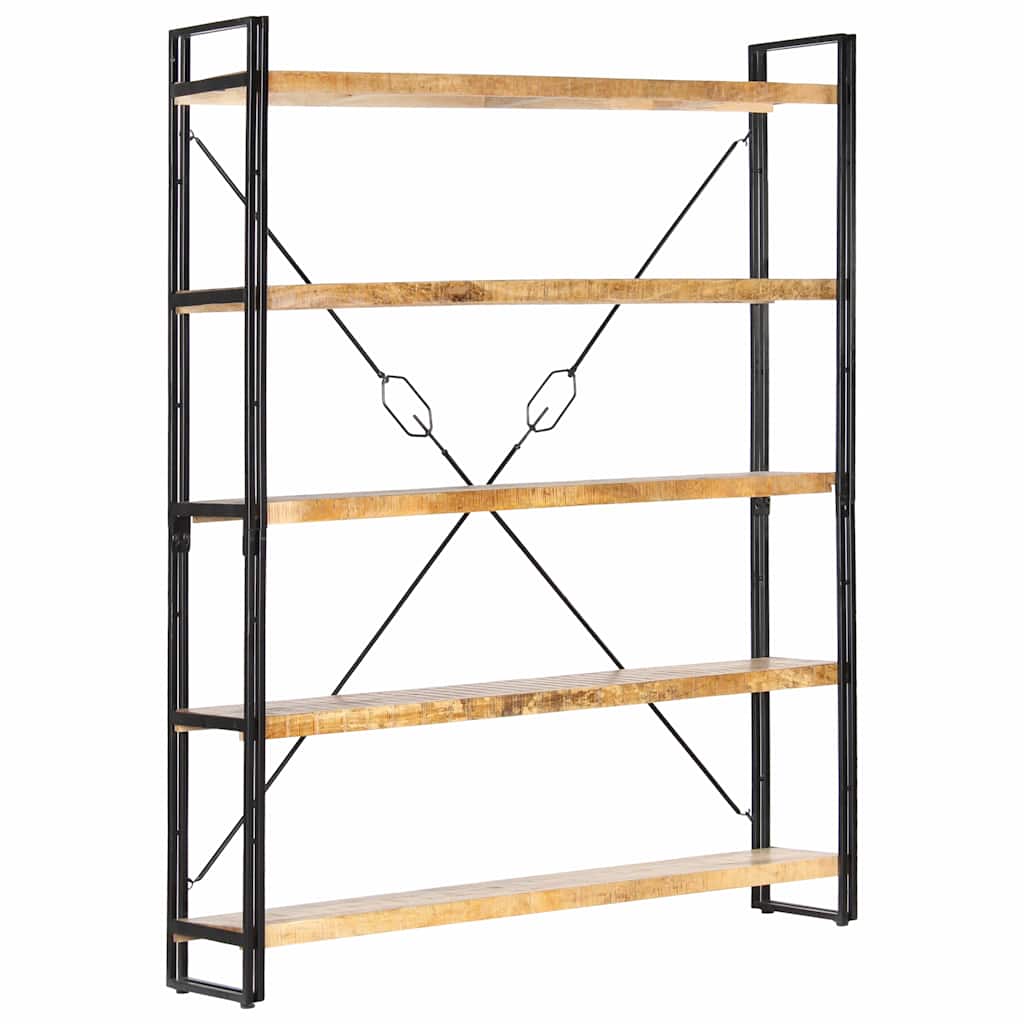 vidaXL 5-Tier Bookcase 140x30x180 cm Solid Mango Wood 6