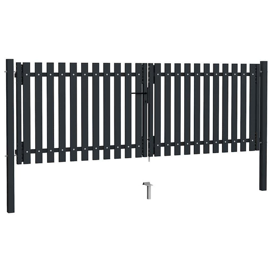 Double Door Fence Gate Steel Anthracite 300 x 75 cm