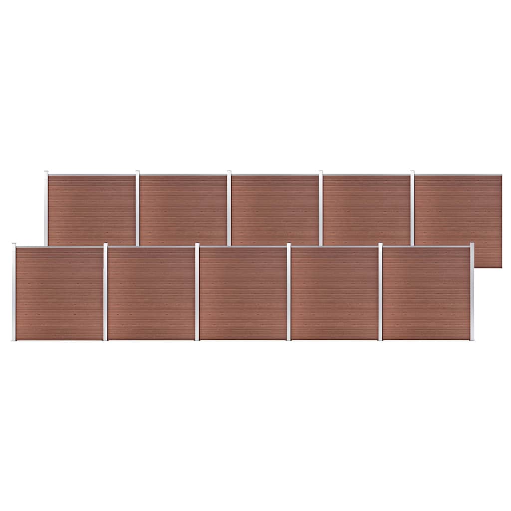 Garden Fence WPC 1045x186 cm Brown 10 sections