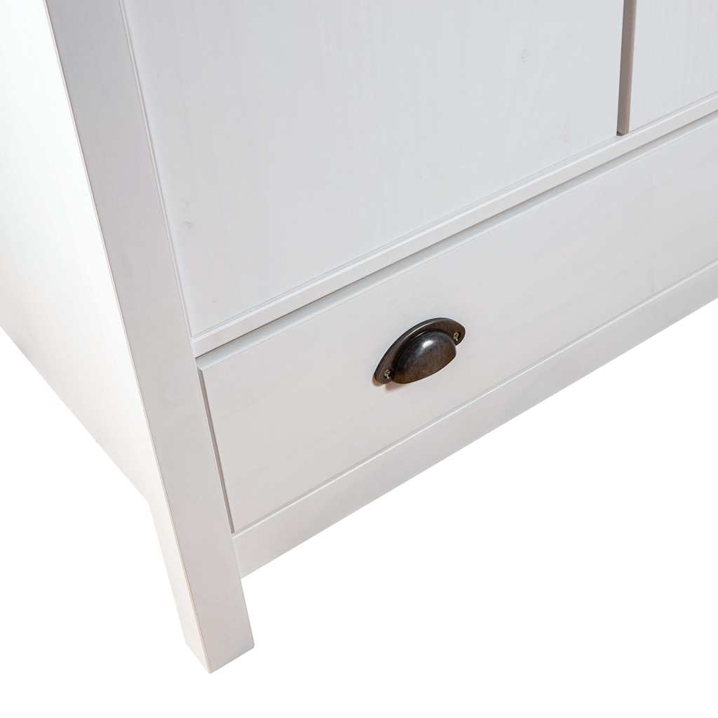 vidaXL 2-Door Wardrobe Hill White 89x50x170 cm Solid Pine Wood 6