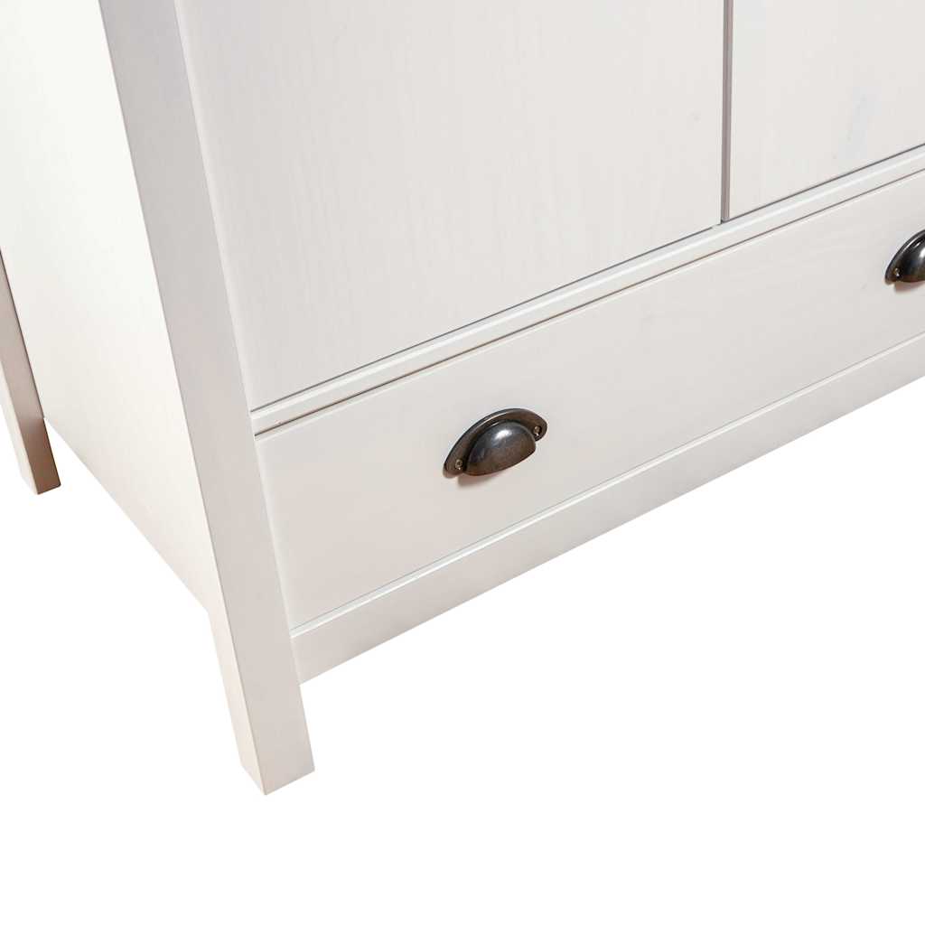 vidaXL 2-Door Wardrobe Hill White 89x50x170 cm Solid Pine Wood 6