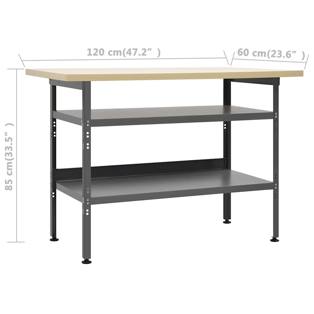 vidaXL Workbench with Three Wall Panels and One Cabinet 6