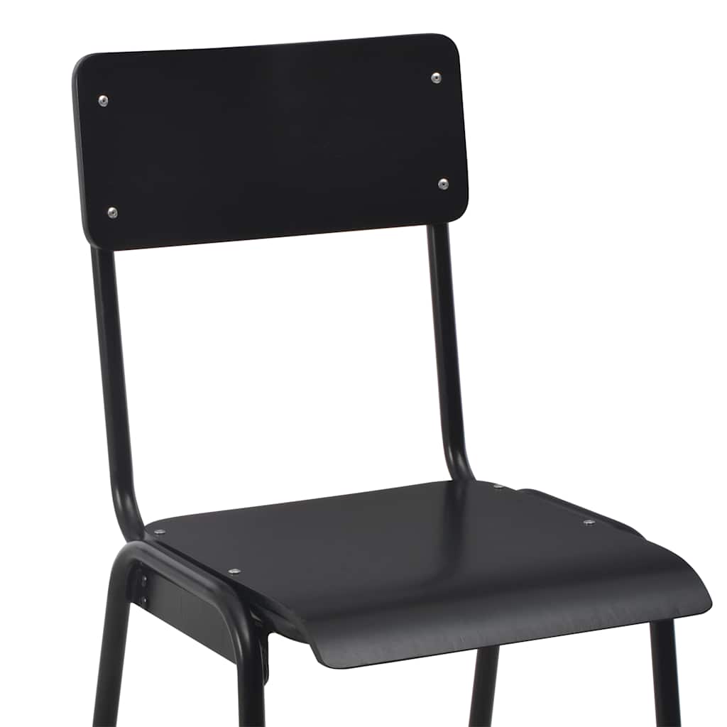 vidaXL Bar Stools 4 pcs Black Solid Plywood Steel 6