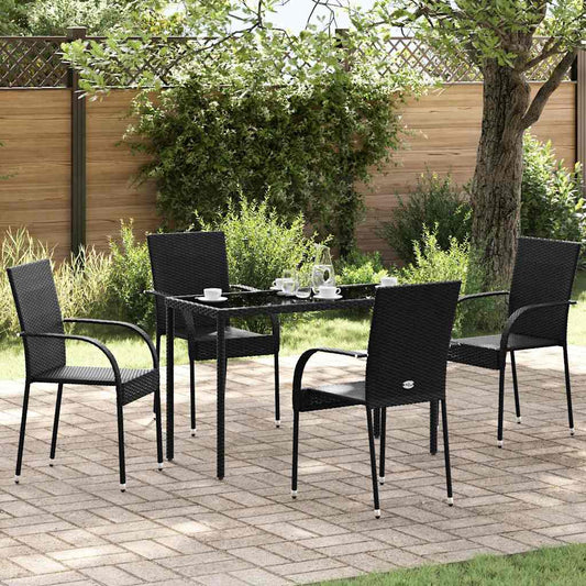 Stackable Outdoor Chairs Poly Rattan Black 4