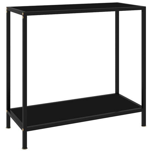 Console Table Tempered Glass with Feet Black 80 x 35 x 75 cm
