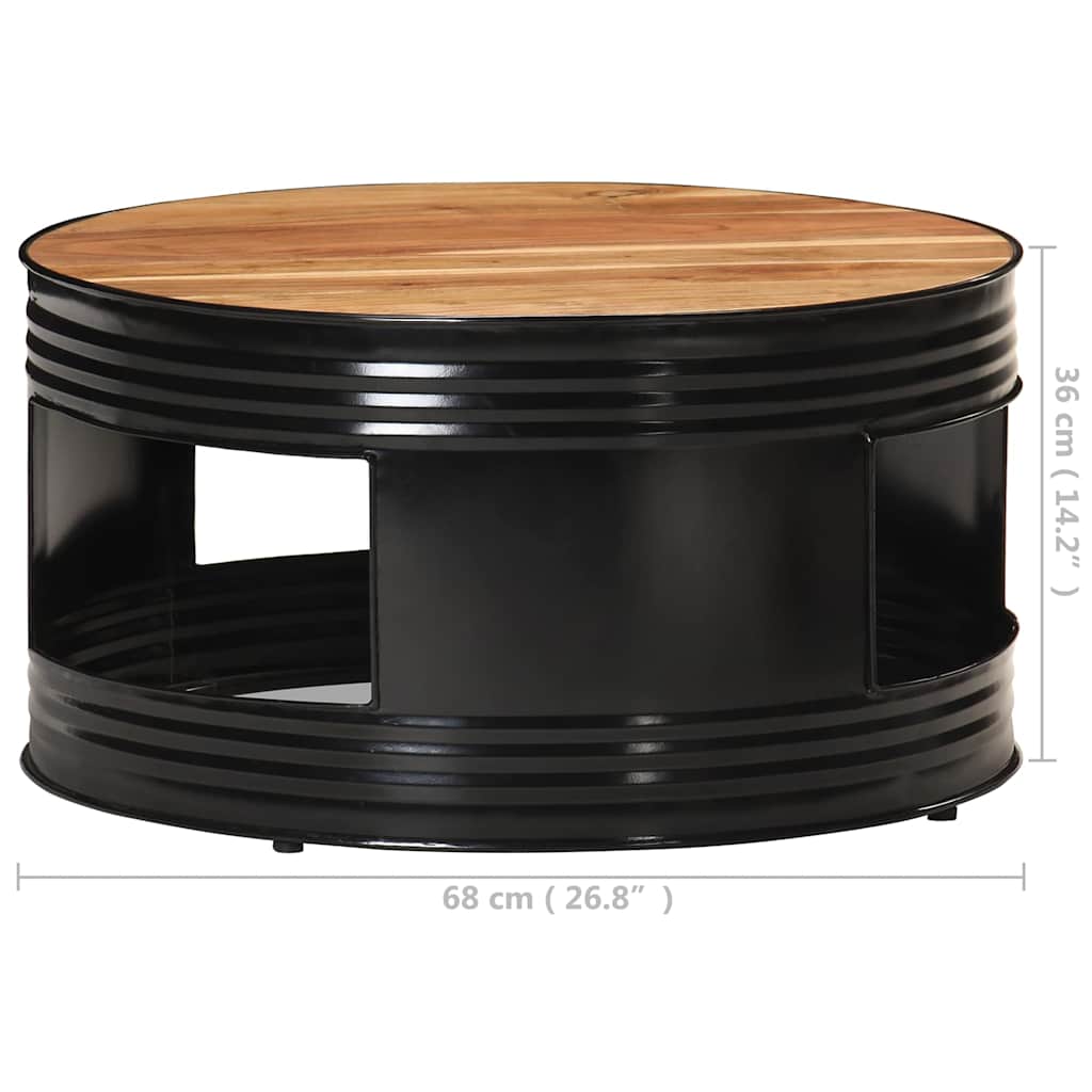 vidaXL Coffee Table Black 68x68x36 cm Solid Acacia Wood 6