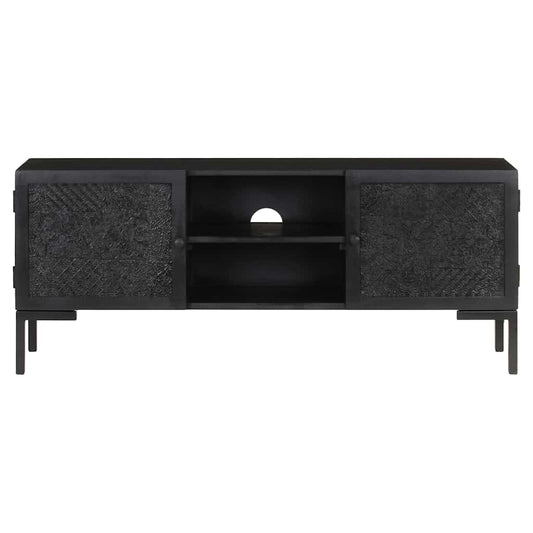 vidaXL TV Cabinet | Black | Solid mango wood, powder-coated steel | 115 cm 2