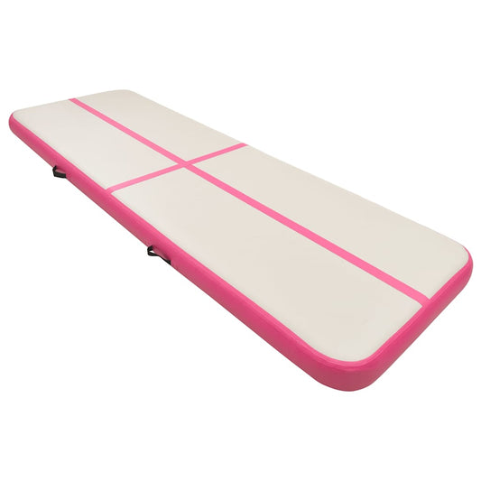 vidaXL Inflatable Gymnastics Mat with Pump 500x100x15 cm PVC Pink 2