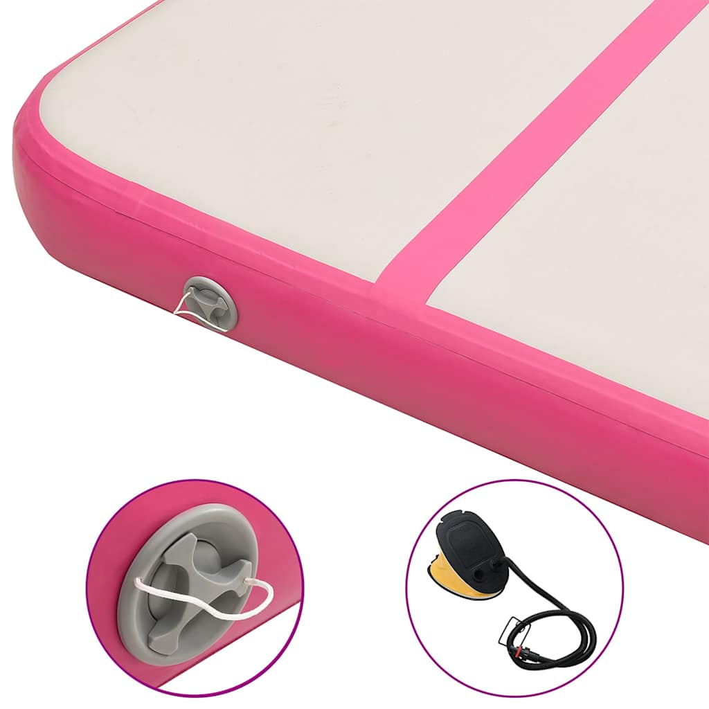 vidaXL Inflatable Gymnastics Mat with Pump 500x100x15 cm PVC Pink 6