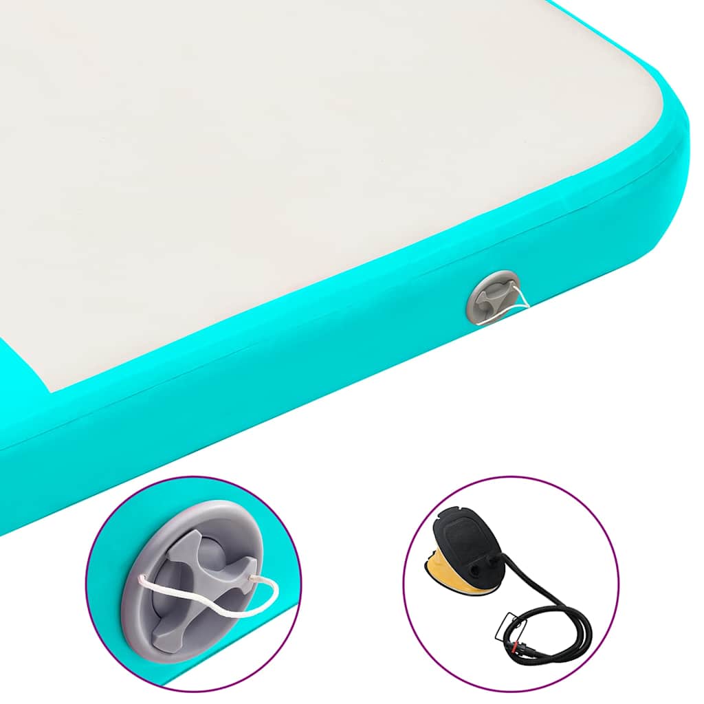 vidaXL Inflatable Gymnastics Mat with Pump 200x200x10 cm PVC Green 6