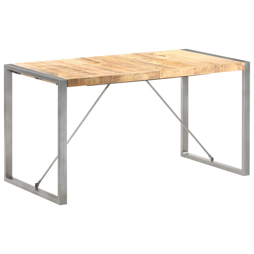 vidaXL Dining Table Solid Rough Mango Wood Grey