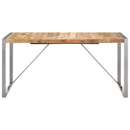 vidaXL Dining Table | Brown | Solid Mango Wood, Steel | Large | Durable 2