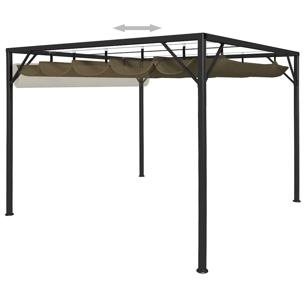vidaXL Garden Gazebo with Retractable Roof 3x3 m Taupe 180 g/m² 6