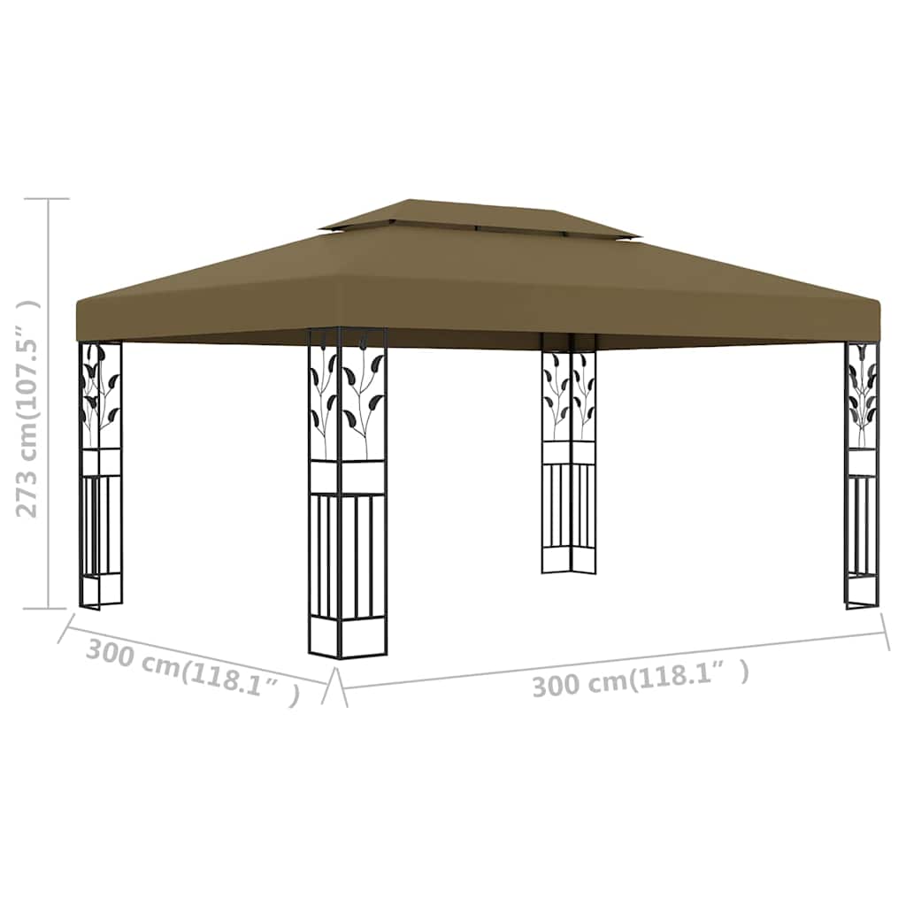 vidaXL Gazebo with Double Roof 3x4 m Taupe 180 g/m² 6