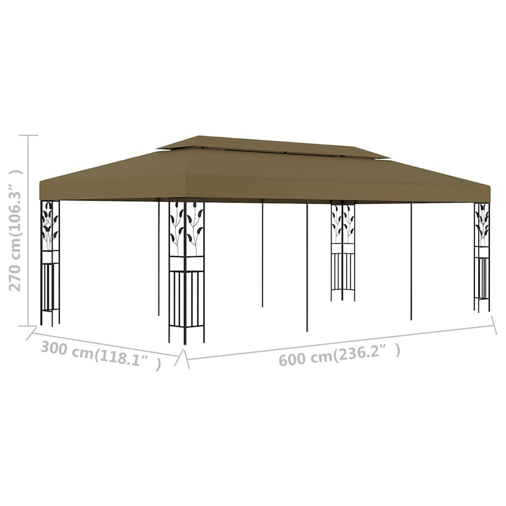 vidaXL Gazebo 6x3 m Taupe 180 g/m² 6