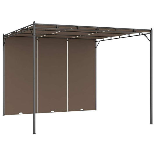 Garden Gazebo with Side Curtain Taupe 3 x 3 x 2.25 m