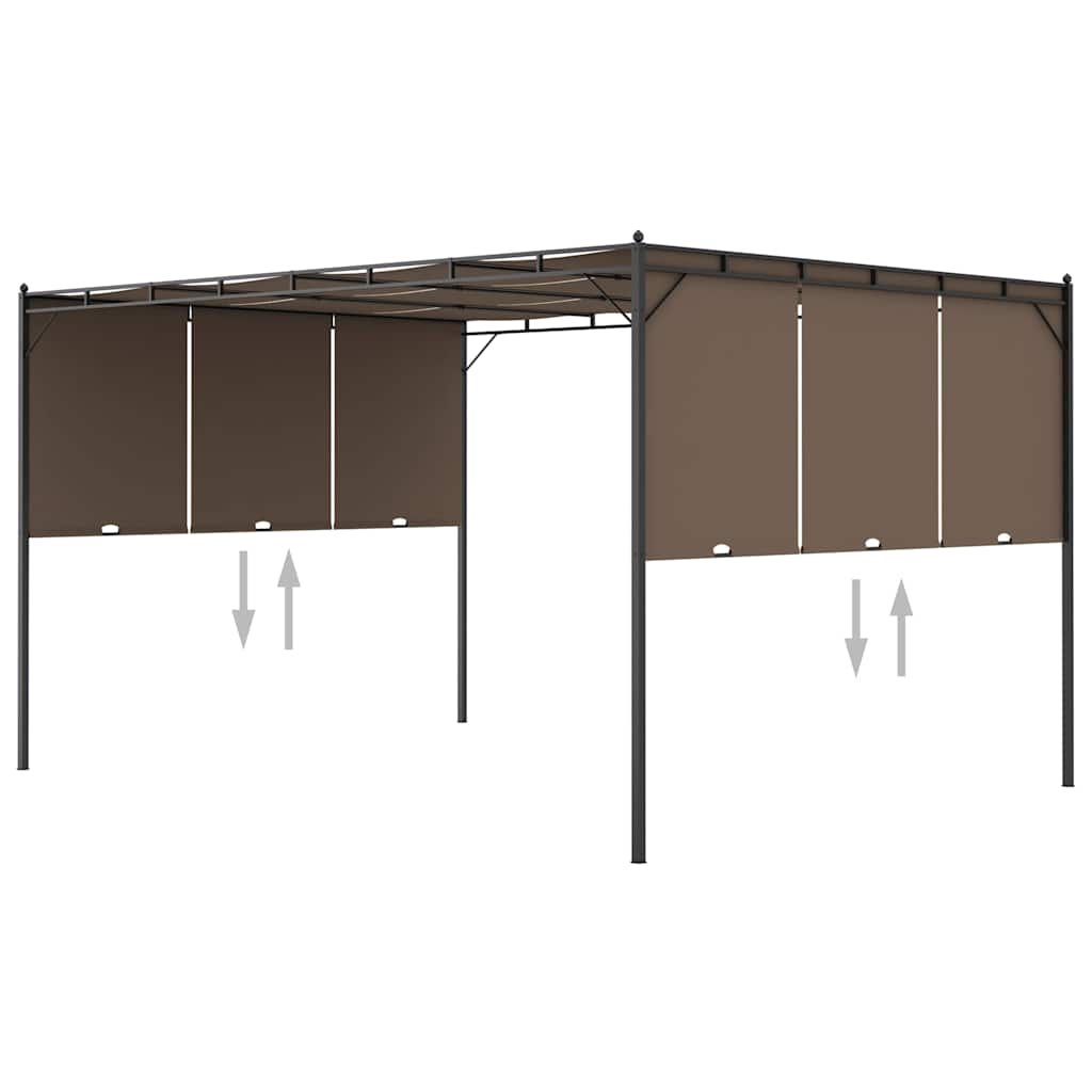 Garden Gazebo with Side Curtain Taupe 4 x 3 x 2.25 m