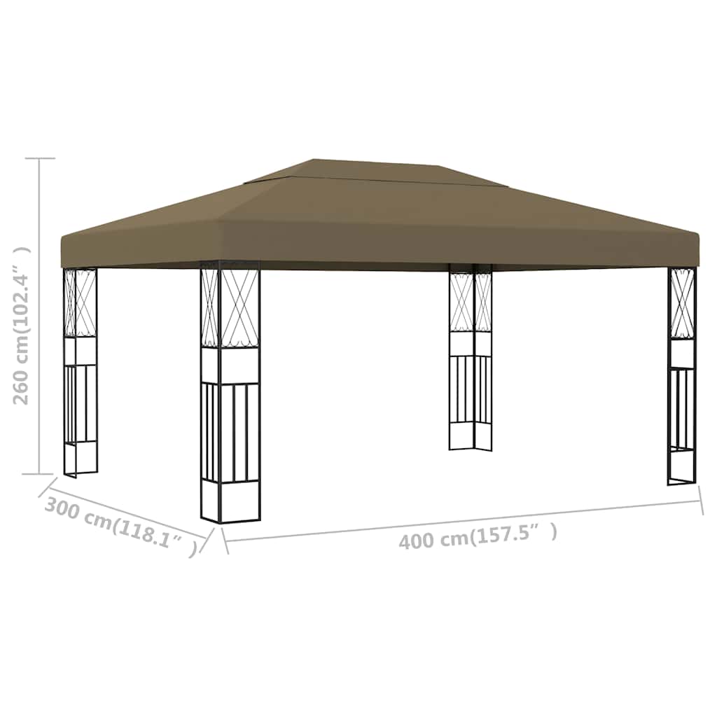 vidaXL Gazebo 3x4 m Taupe Fabric 6