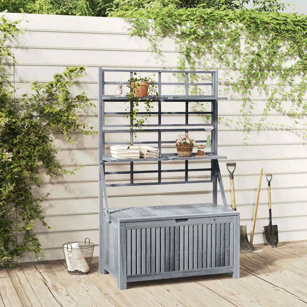 Storage Box with Trellis 99x55x160 cm Solid Acacia Wood Grey