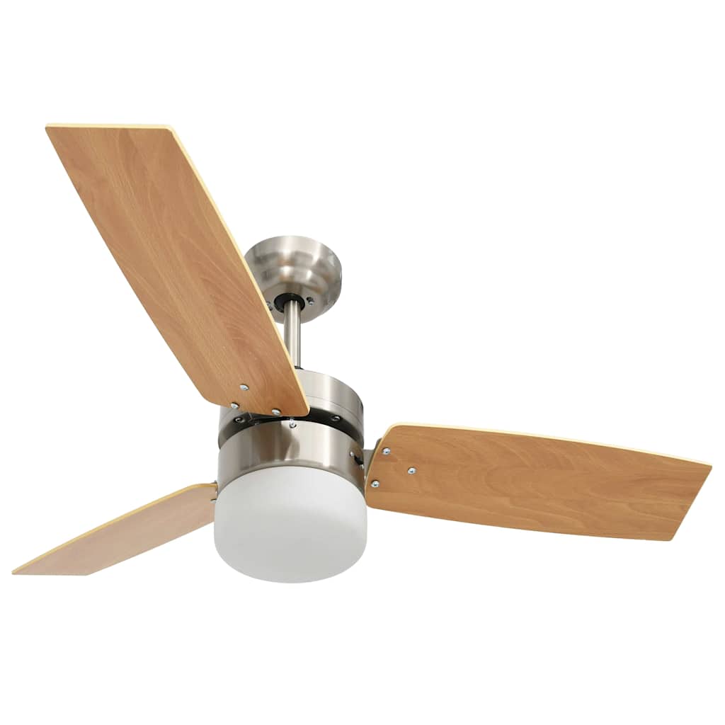 vidaXL Ceiling Fan with Light and Remote Control 108 cm Light Brown 4