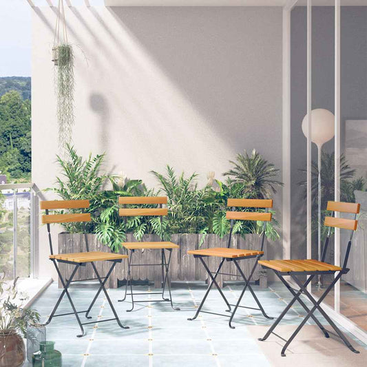 Folding Chairs Solid Wood Acacia and Steel 4
