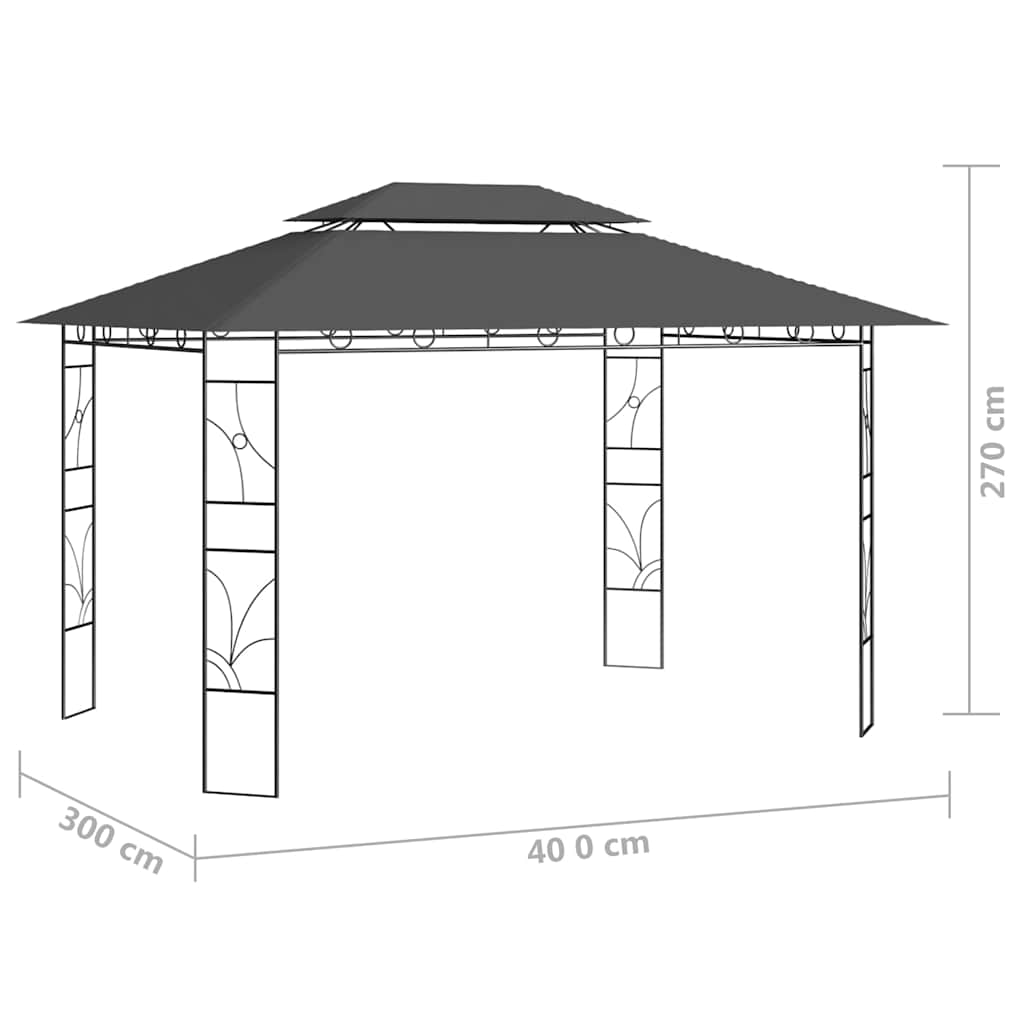 vidaXL Gazebo | Anthracite | Steel | Large | Portable | Gazebo | Rectangular 6