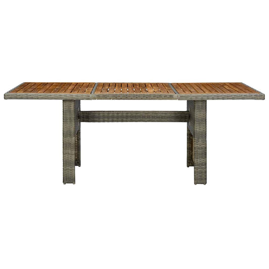 Garden Table Poly Rattan and Solid Acacia Wood Brown