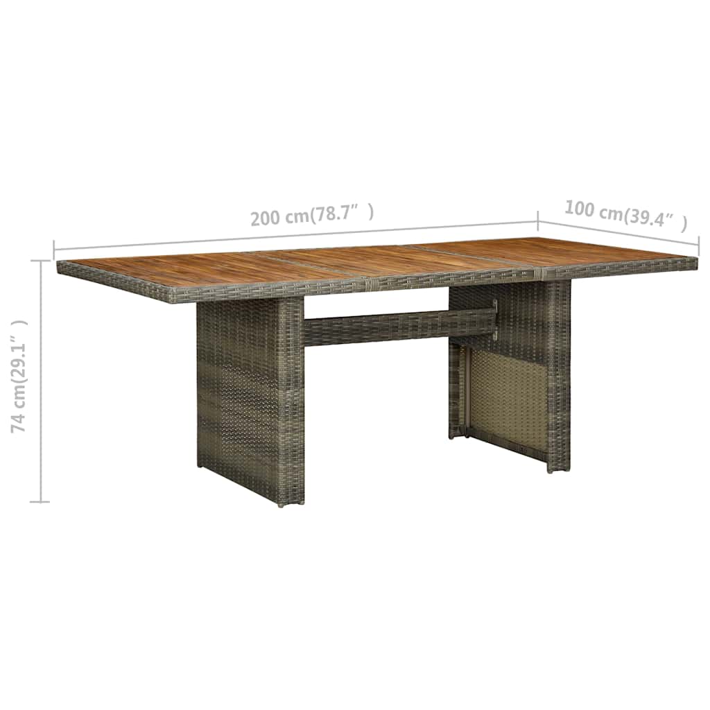 313314 vidaXL Garden Table Brown Poly Rattan and Solid Acacia Wood 6