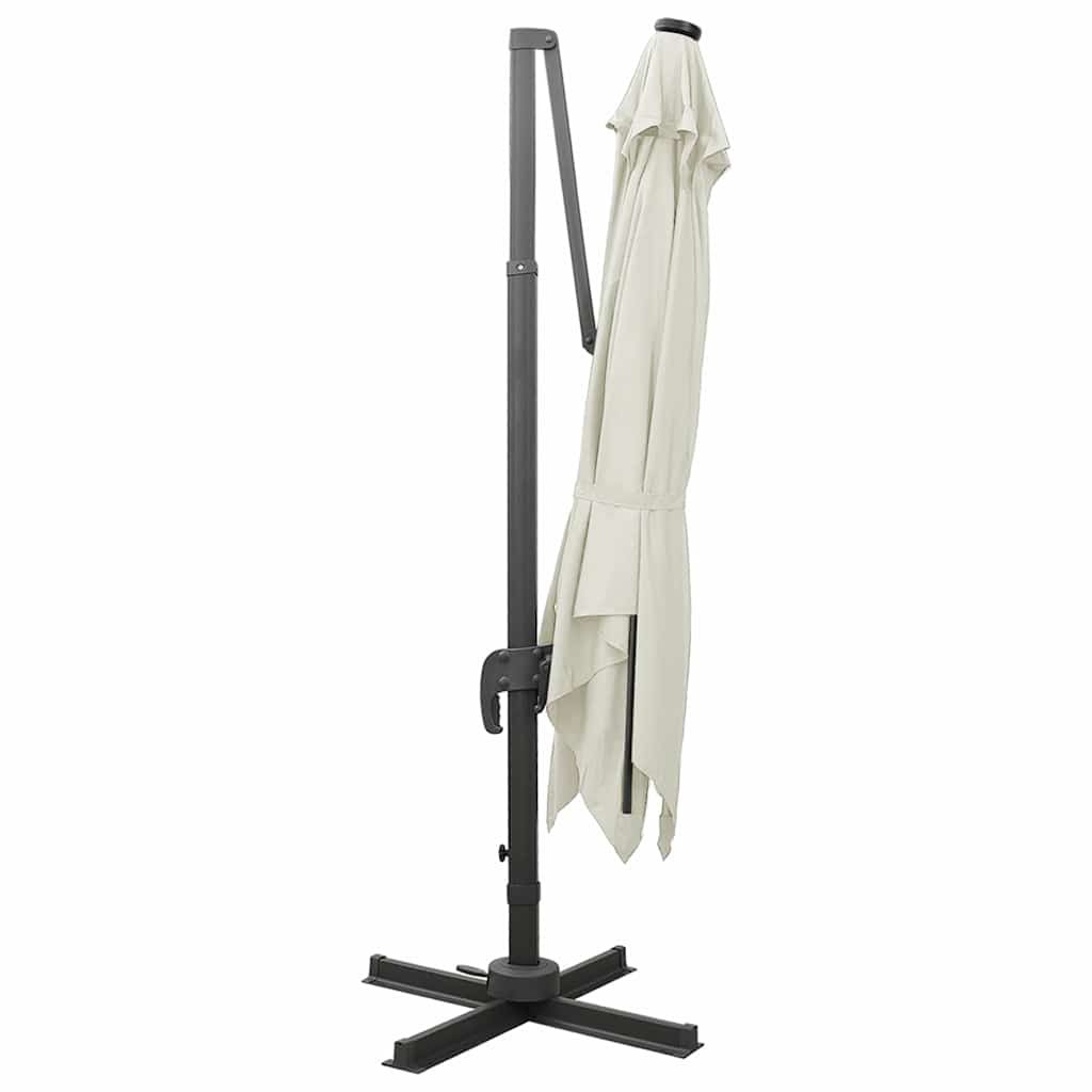Cantilever Garden Parasol with Pole and LED 300 cm Sand