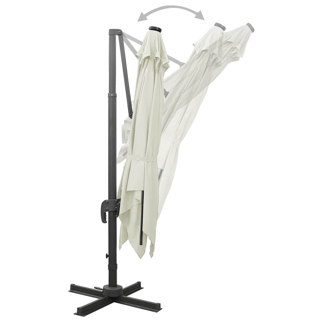 vidaXL Cantilever Garden Parasol with Pole and LED Lights Sand 300 cm 6