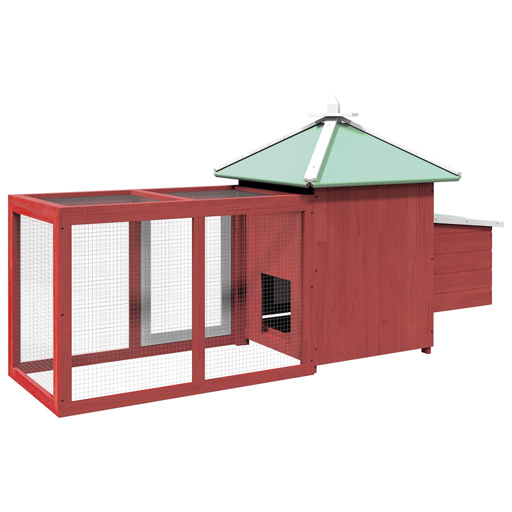 vidaXL Chicken Coop | Red | Solid firwood, plywood, galvanised steel | Large 6