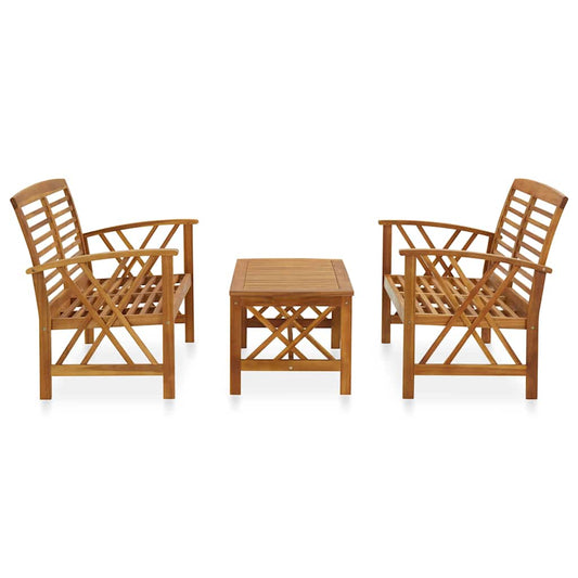 5 Piece Garden Lounge Set Solid Acacia Wood 2x bench + table