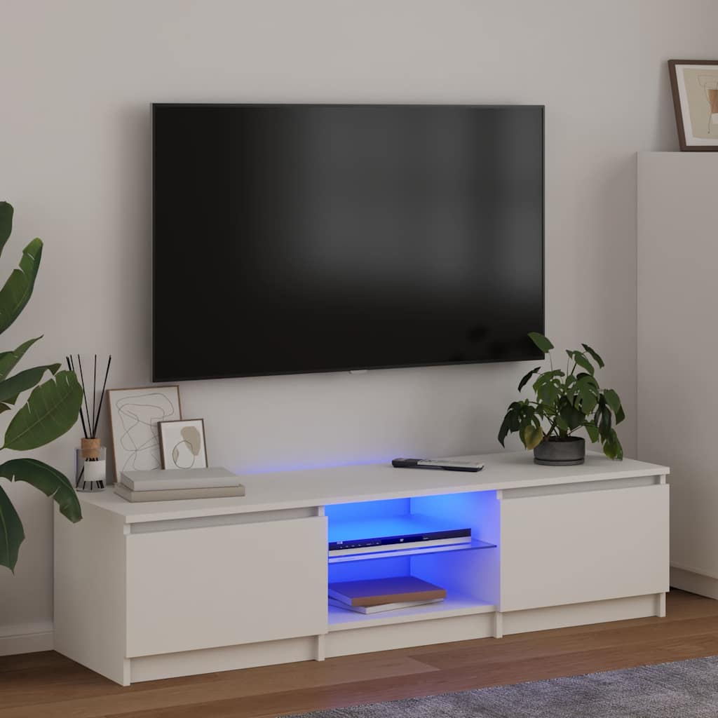 TV Cabinet with LED Lights White 140 cm 40 cm