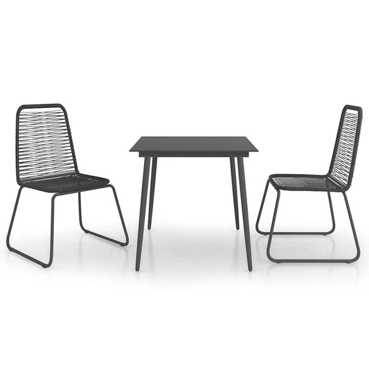 vidaXL 3 Piece Garden Dining Set PVC Rattan Black 2