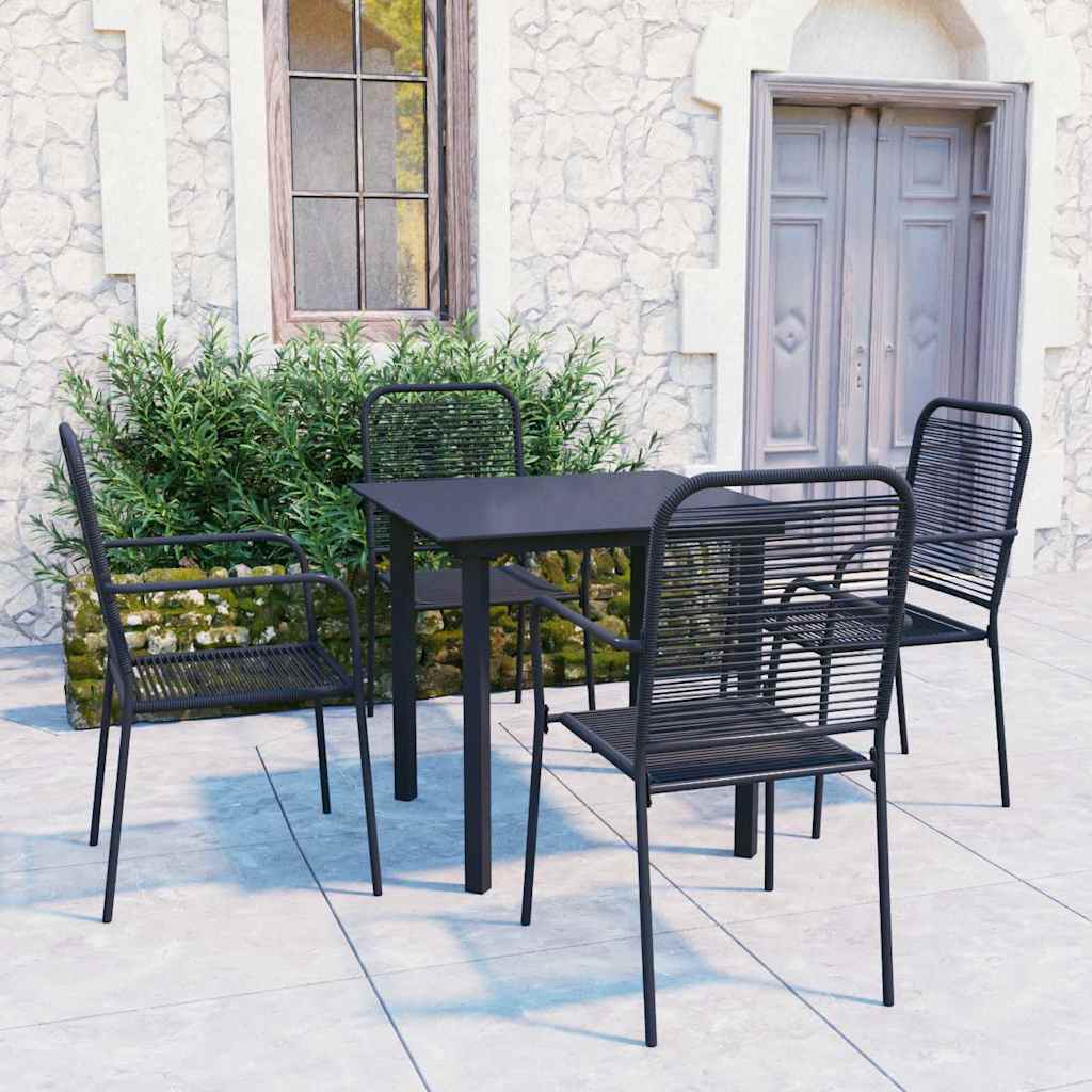 vidaXL 5 Piece Garden Dining Set Black Glass and Steel