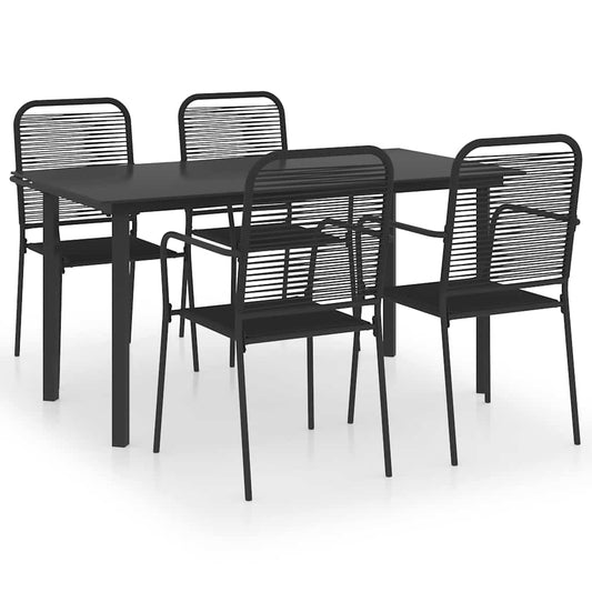 vidaXL 5 Piece Garden Dining Set Black Glass and Steel 2