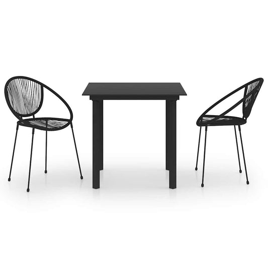 vidaXL 3 Piece Outdoor Dining Set PVC Rattan Black 2